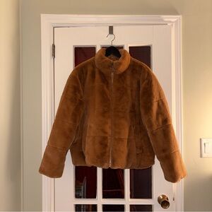 🧸 VERO MODA Camel Faux Fur Puffer Bomber Jacket 🧸